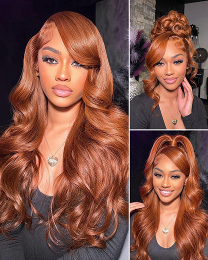 Arabella 13x6 Three-Go™ Dark Copper Ginger Glueless Wig Loose Body Wave With Drawstring 100% Human Hair Wig