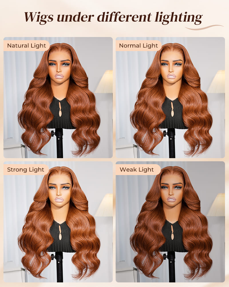 Arabella 13x6 Three-Go™ Dark Copper Ginger Glueless Wig Loose Body Wave With Drawstring 100% Human Hair Wig