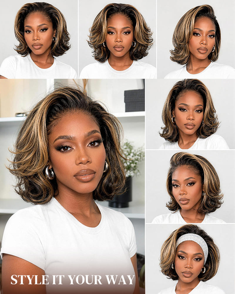 [2ND=$39] Arabella 13x6 Three-Go™ 280% High Density Glueless Old Money Bob Loose Body Wave Bob Wig Pre-cut Lace Ombre Platinum Blonde Balayage Highlights