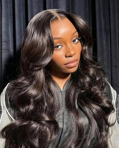 24" = $153 | Arabella 6x5 invisible knots Glueless Loose Body Wave Wig Pre-cut Lace Natural Black Beginner Friendly