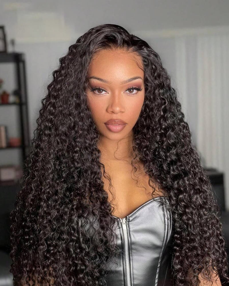 Arabella 13x6 Three-Go™ Glueless Wig Water Wave With Drawstring Natural Black 100% Human Hair Wig