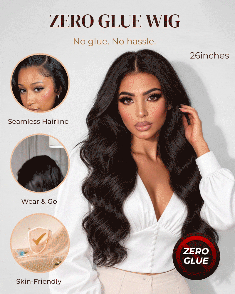 Arabella 13x6 Zerowear™ Invisible HD Lace Glueless Wig 300% High Density Super Double Drawn Body Wave Natural Black 100% Human Hair