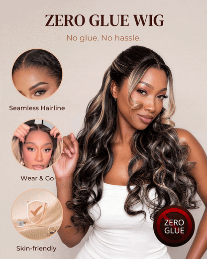 Arabella Zerowear™ Invisible HD Lace Glueless Wig 13x6 Lace Ombre Platinum Blonde Balayage Highlights Body Wave 100% Human Hair