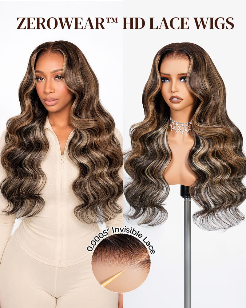 Arabella Zerowear™ Invisible HD Lace Glueless Wig 13x6 Lace Ombre Platinum Blonde Balayage Highlights Body Wave 100% Human Hair