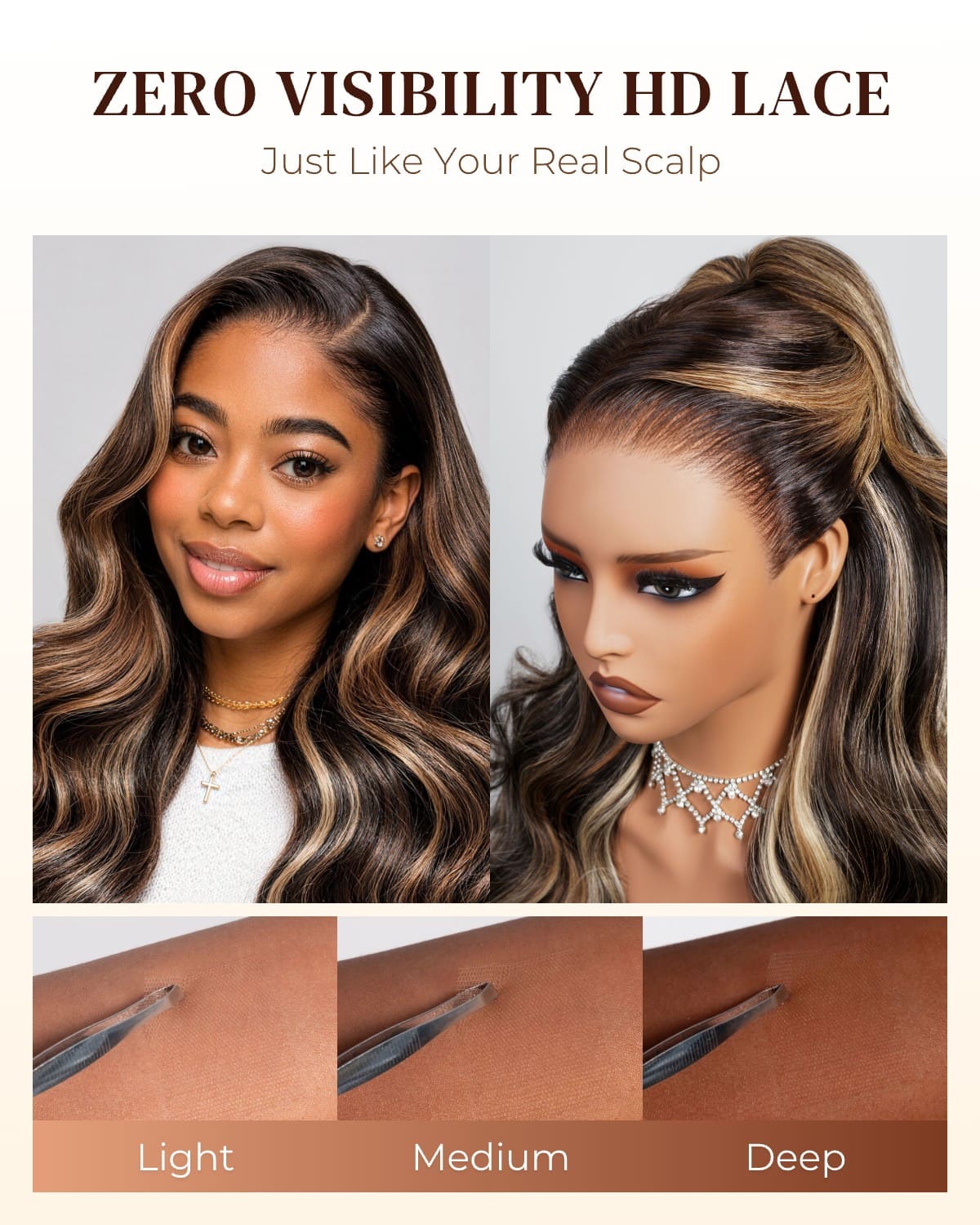 Arabella Zerowear™ Invisible HD Lace Glueless Wig 13x6 Lace Ombre Platinum Blonde Balayage Highlights Body Wave 100% Human Hair