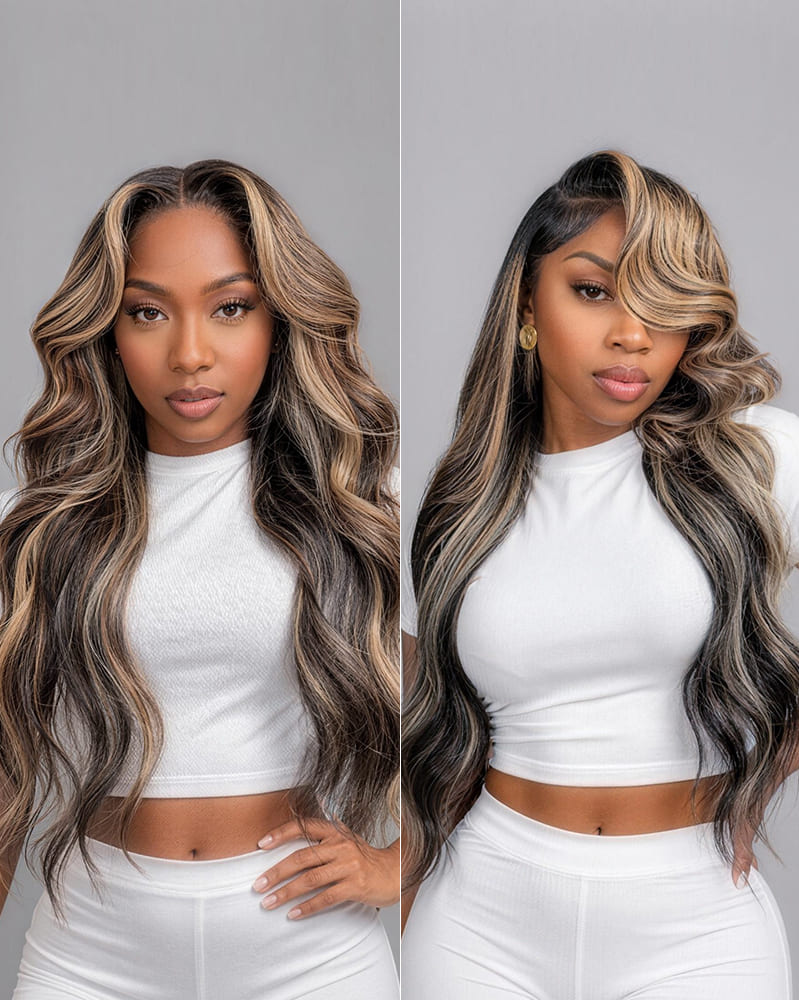 Arabella Zerowear™ Invisible HD Lace Glueless Wig 13x6 Lace Ombre Platinum Blonde Balayage Highlights Body Wave 100% Human Hair