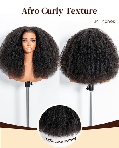 Arabella 13x6 Zerowear™ Invisible HD Lace Glueless Wig 300% High Density Super Double Drawn Afro Curly Natural Black 100% Human Hair