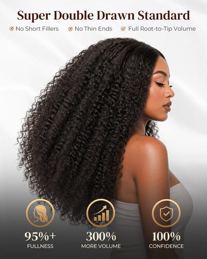 Arabella 13x6 Zerowear™ Invisible HD Lace Glueless Wig 300% High Density Super Double Drawn Afro Curly Natural Black 100% Human Hair