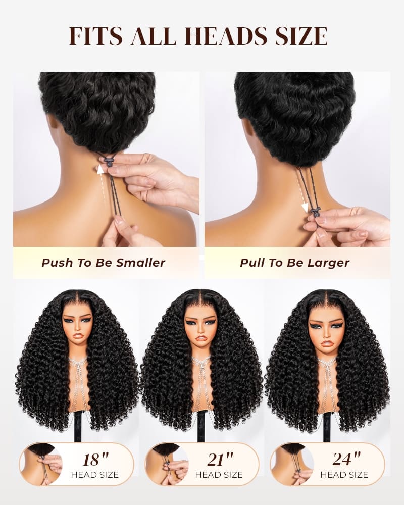 Arabella 13x6 Zerowear™ Invisible HD Lace Glueless Wig 300% High Density Super Double Drawn Jerry Curly with Burmese Curly Natural Black 100% Human Hair