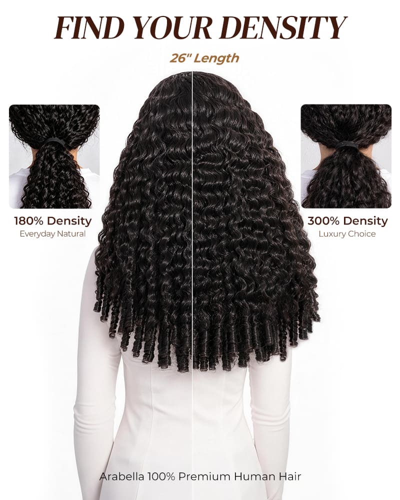 Arabella 13x6 Zerowear™ Invisible HD Lace Glueless Wig 300% High Density Super Double Drawn Jerry Curly with Burmese Curly Natural Black 100% Human Hair