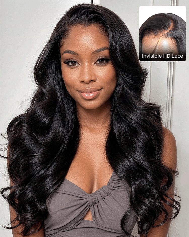 Arabella Zerowear™ Invisible HD Lace Glueless Wig 13x6 Lace Body Wave 100% Human Hair Natural Black