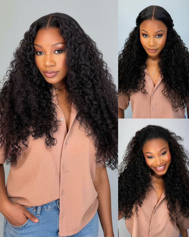 Arabella Zerowear™ 13x6 Invisible HD Lace Glueless Wig Water Wave With Drawstring Natural Black 100% Human Hair Wig