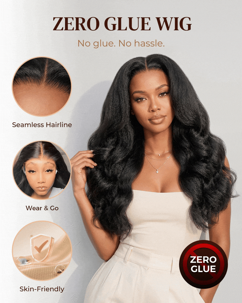 Arabella Zerowear™ Invisible HD Lace Glueless Wig 13x6 Lace Yaki Body Wave 100% Human Hair Natural Black