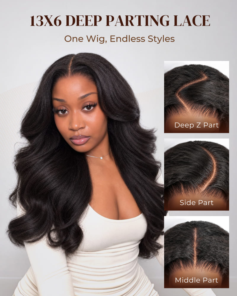 Arabella Zerowear™ Invisible HD Lace Glueless Wig 13x6 Lace Yaki Body Wave 100% Human Hair Natural Black