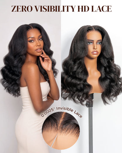 Arabella Zerowear™ Invisible HD Lace Glueless Wig 13x6 Lace Yaki Body Wave 100% Human Hair Natural Black