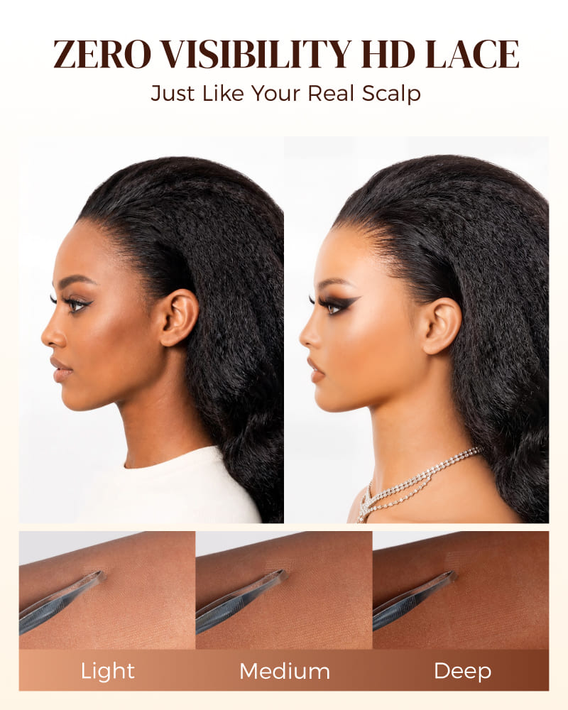 Arabella Zerowear™ Invisible HD Lace Glueless Wig 13x6 Lace Yaki Body Wave 100% Human Hair Natural Black
