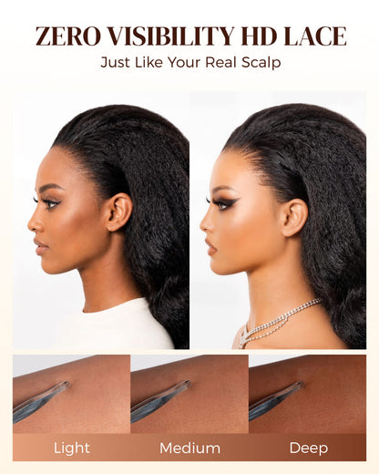 Arabella Zerowear™ Invisible HD Lace Glueless Wig 13x6 Lace Yaki Body Wave 100% Human Hair Natural Black