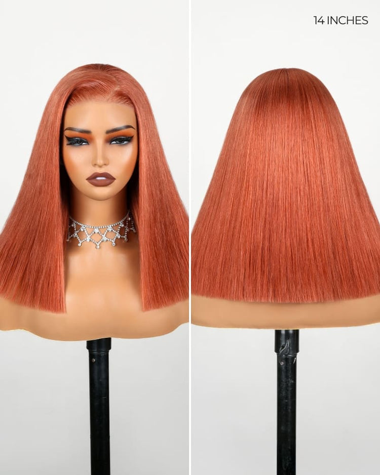 Arabella 6x5 Invisible Knots Glueless Ginger Brown Straight Bob Wig Pre-cut Lace Beginner Friendly