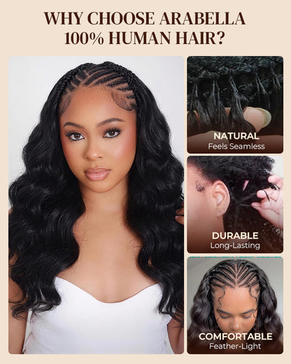 Arabella Body Wave Feather Crochet Hair Natural Black Hair Extensions Pre-Separated Lightweight Miracle Knots