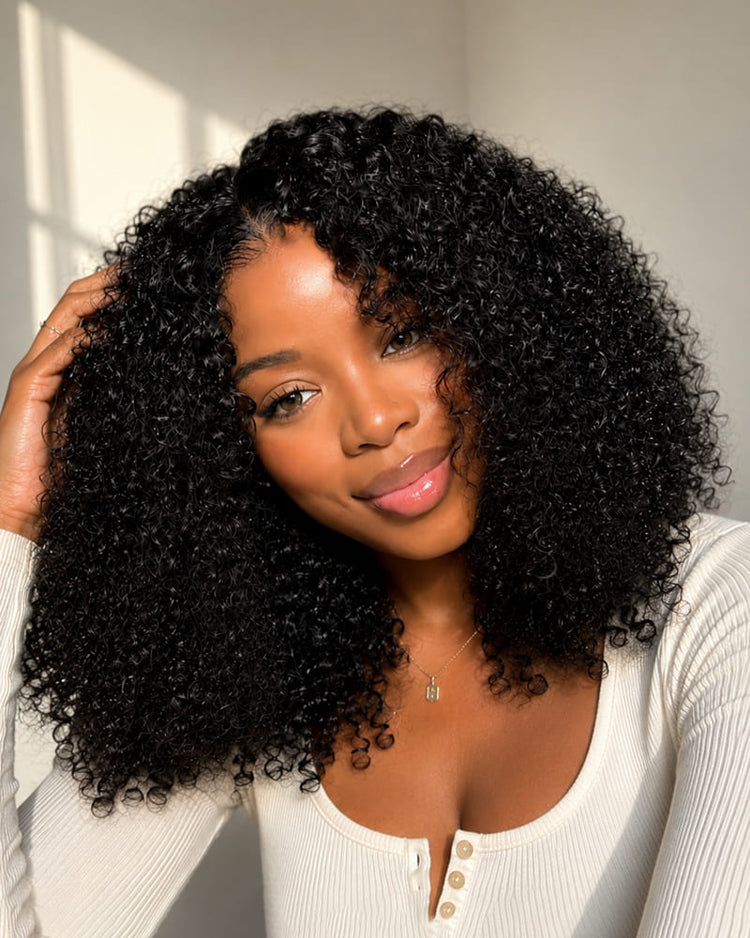 【VIP Offer】Arabella 13x5 Lace Glueless Jerry Curly Bob Wig With Pre-Cut Lace Invisible Knots Natural Black Virgin Hair Wig