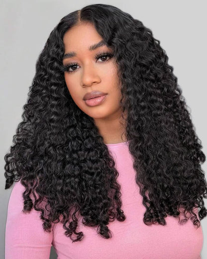 Arabella 13x6 Three-Go™ Natural Black Glueless Wig Jerry Curly with Burmese Curly With Drawstring 100% Human Hair Wig