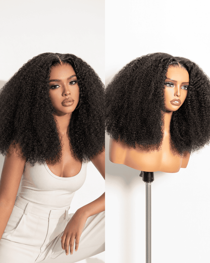 Arabella Zerowear™ 13x6 Invisible HD Lace Glueless Wig Afro Curly With Drawstring Natural Black 100% Human Hair Wig