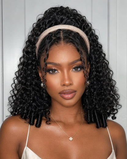 Arabella Jerry Curly with Burmese Curly Ponytail Natural Black Hair Extensions Instant Volume 100% Human Hair