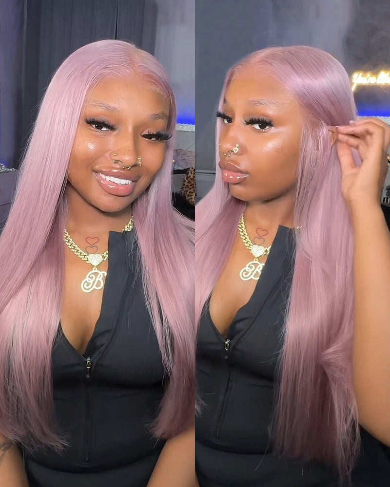 000Arabella 13x6 Three-Go™ Ash Purple Glueless Wig Silky Straight With Drawstring 100% Human Hair Wig 230%