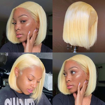 4x4 Lace Closure 613 Blonde Color Straight Bob Wig Human Hair Wigs