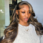 Balayage Highlight Body Wave Human Hair Wig - 6x5/13x4 Lace Front Pre-Plucked Hairline Free Part