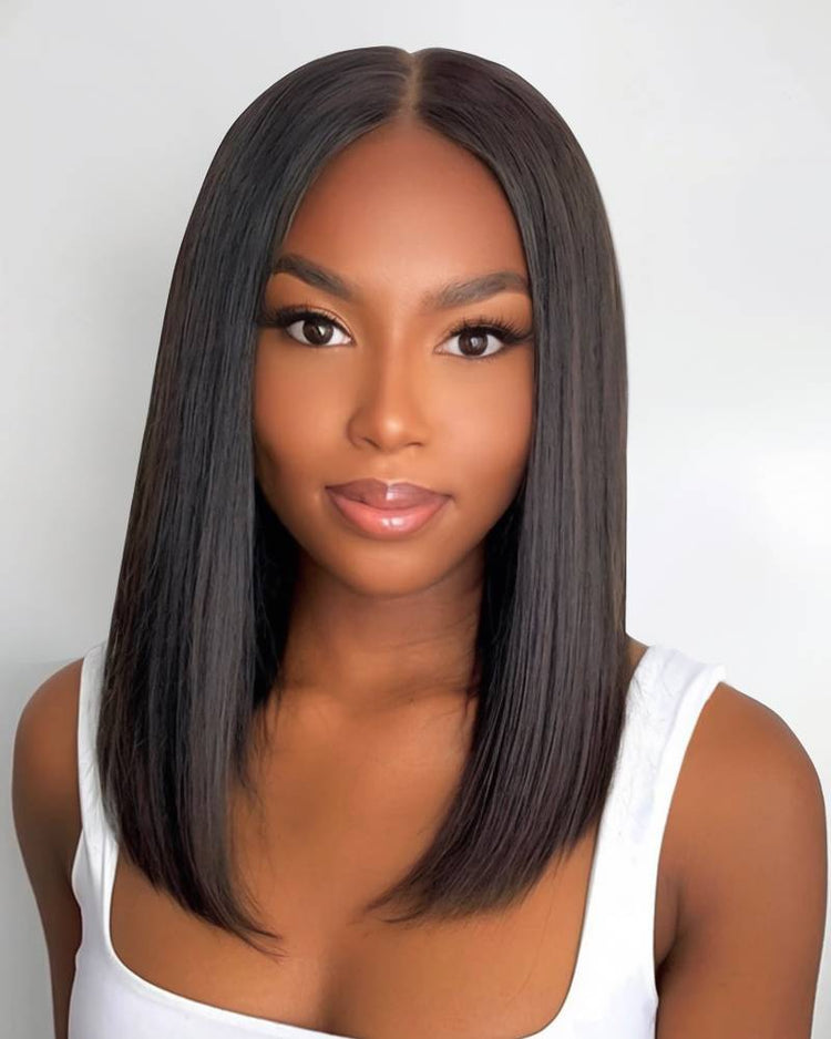 Arabella 6 Inches Deep Part Natural Black Straight Bob Wig 100% human hair wig