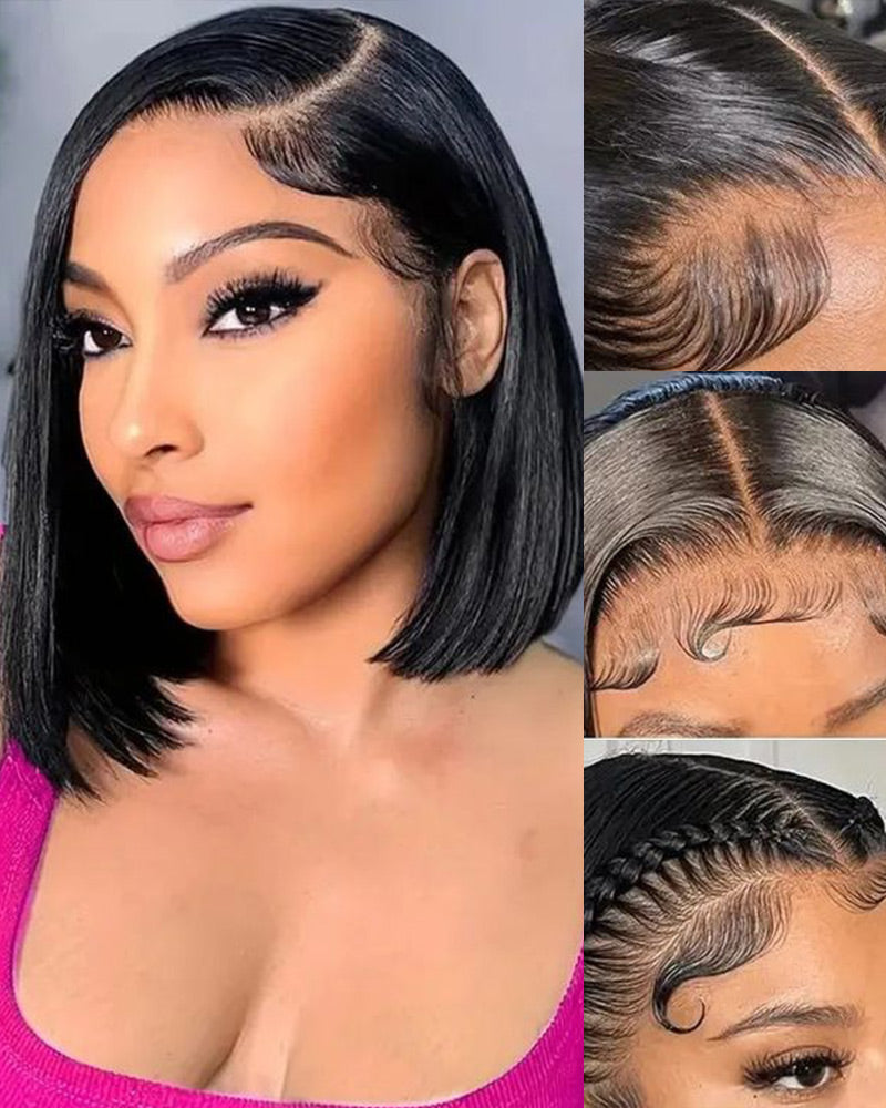 【$159=3 Wigs Bundle Deal】 Minimalist Lace Straight/Curly Chic Bob Style Pre-Bleached Knots Easy-Wear Human Hair Wig