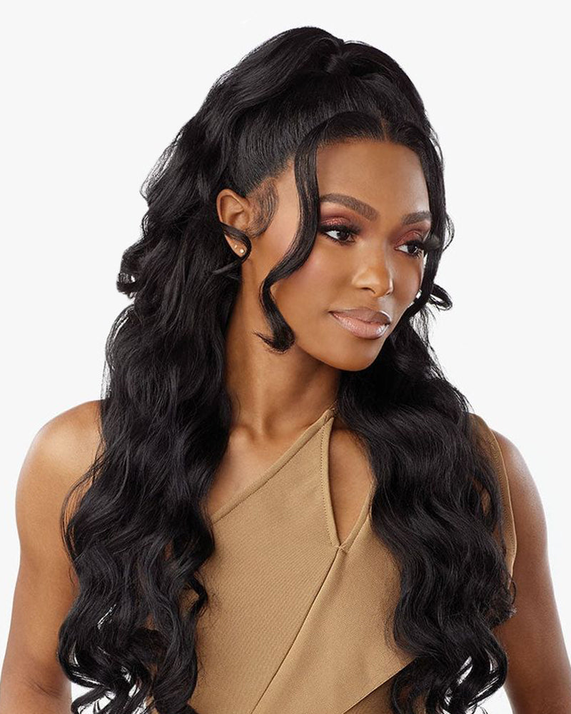 360 Full Lace Frontal Body Wave Wig - Free Part Human Hair Wig with Baby Hair Natural Black