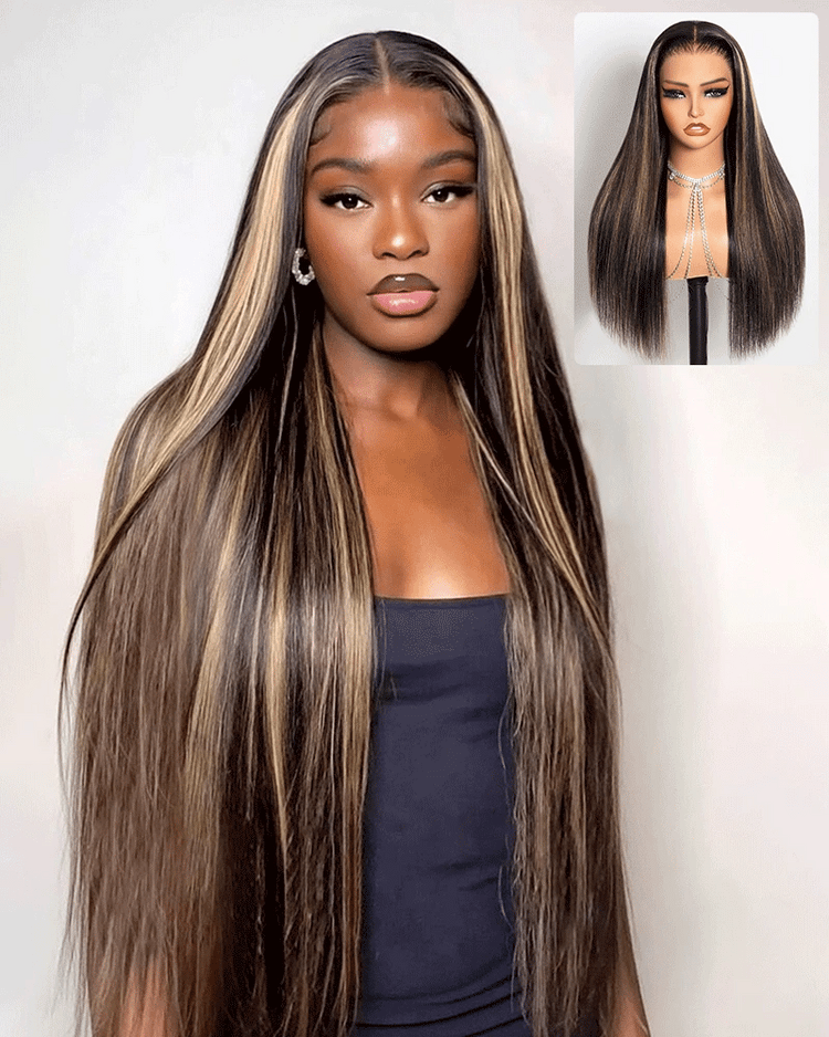 【VIP Offer】Arabella 13x6 Three-Go™ Balayage Highlight Glueless Wig Silky Straight With Drawstring 100% Human Hair Wig