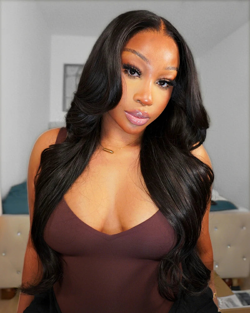 Arabella 13x6 Three-Go™ Glueless Wig Body Wave With Drawstring Natural Black 100% Human Hair Wig