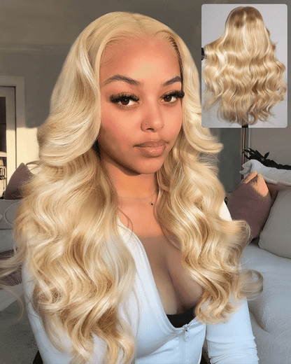 Arabella 13x6 Three-Go™ Blonde Khaki Highlight Glueless Loose Body Wave With Drawstring 100% Human Hair Wig