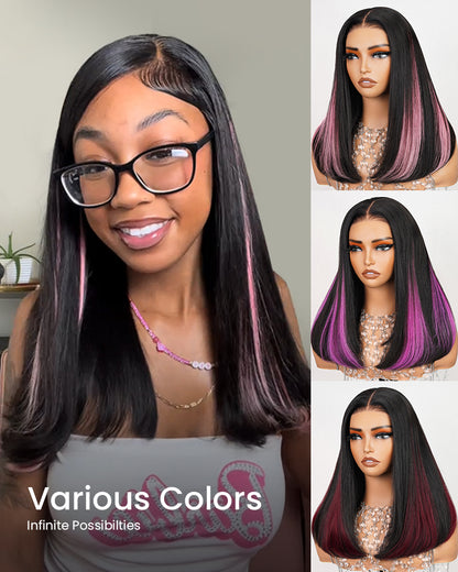 【Limited Design】Easy-Wear Glueless 6x5 Pre-Cut Lace Straight Wig With Bleached Knots - Human Hair In Natural Black With Color Choices