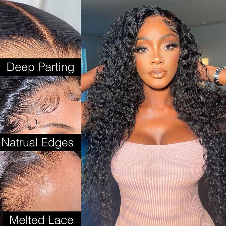 HD Lace 6x5 Lace Closure Wigs Deep Wave Glueless Wig Pre Plucked Natural Black Deep Wave Human Hair Wigs