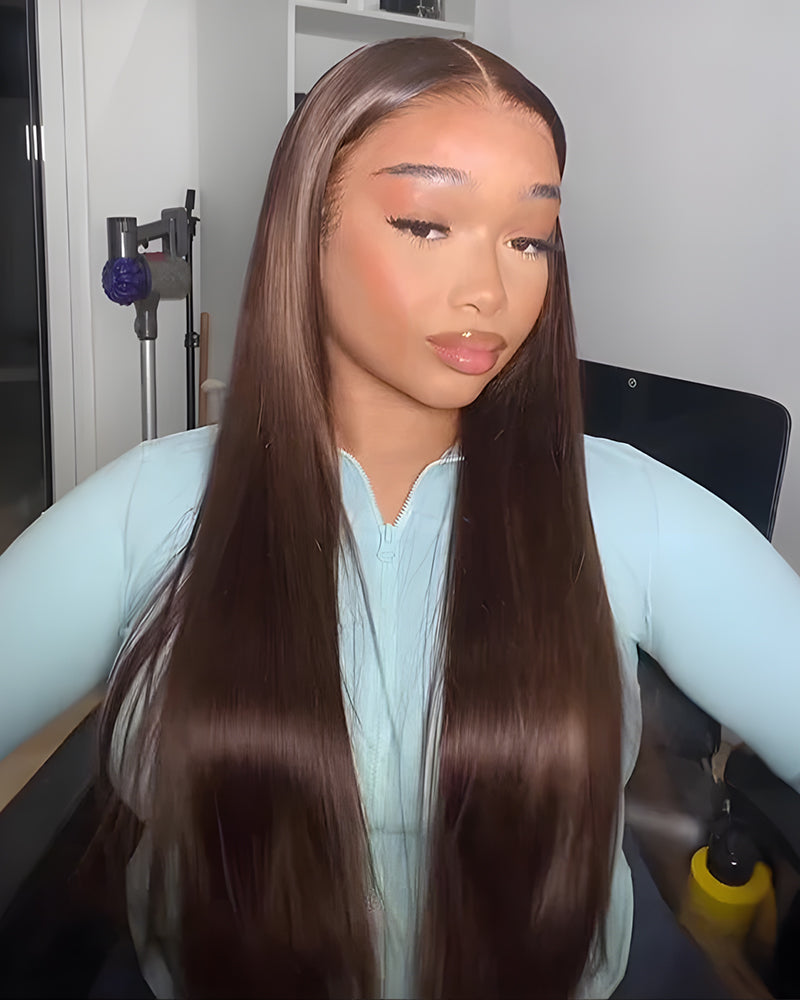 Arabella 13x6 Three-Go™ Chocolate Brown Glueless Wig Silky Straight With Drawstring 100% Human Hair Wig