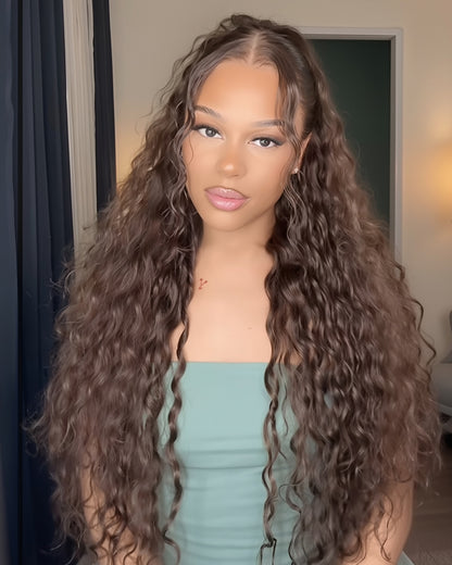 Arabella 13x6 Three-Go™ Glueless Wig Water Wave With Drawstring Natural Black 100% Human Hair Wig