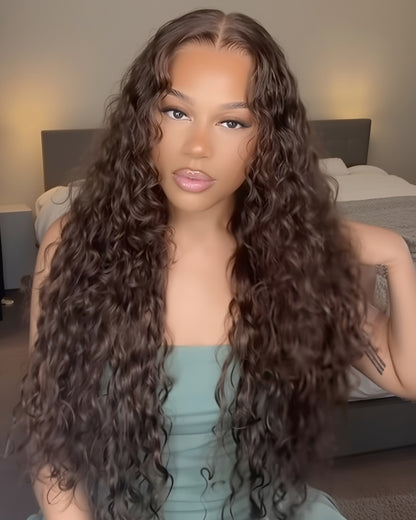 Arabella 13x6 Three-Go™ Glueless Wig Water Wave With Drawstring Natural Black 100% Human Hair Wig