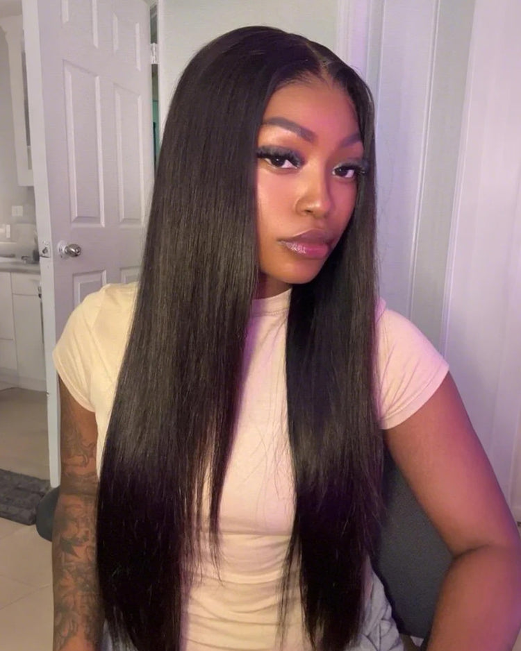 Arabella 13x6 Three-Go™ Glueless Wig Silky Straight With Drawstring Natural Black 100% Human Hair Wig