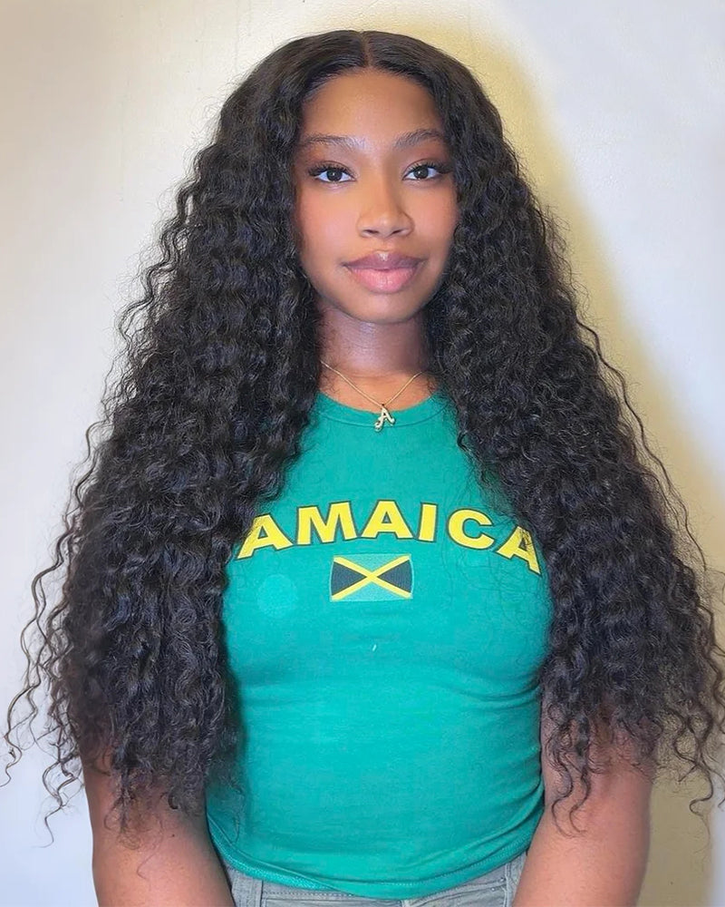 Pure-Luxe™ Water Wave Natural Black Pre-Cut 13x6 Lace Ultra-Dense Glueless Human Hair Wig