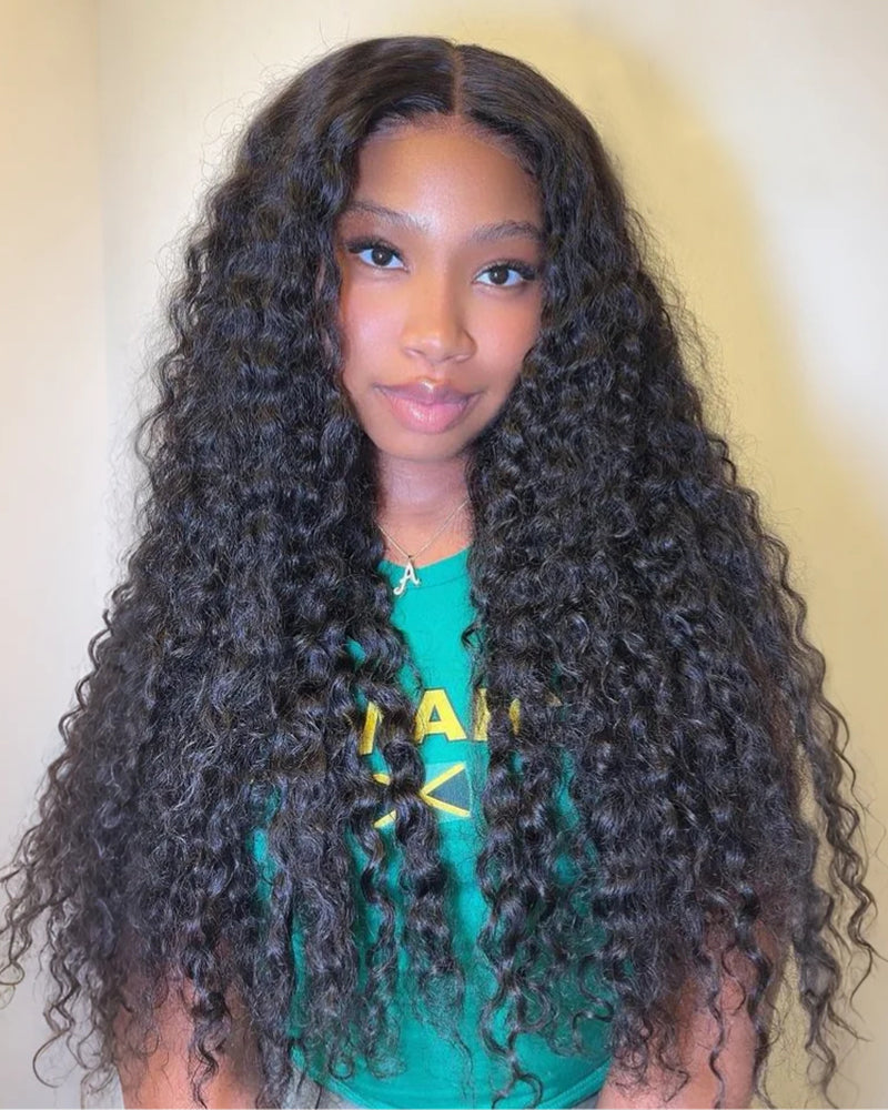 Pure-Luxe™ Water Wave Natural Black Pre-Cut 13x6 Lace Ultra-Dense Glueless Human Hair Wig