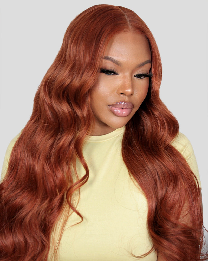 Arabella 13x6 Three-Go™ Dark Copper Ginger Glueless Wig Loose Body Wave With Drawstring 100% Human Hair Wig