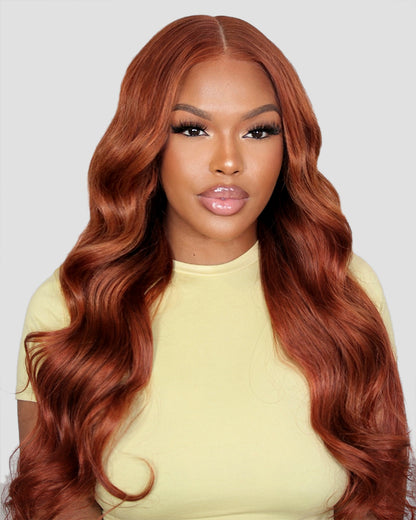 【Extra Long Wigs Sale】Arabella 13x6 Three-Go™ Dark Copper Ginger Glueless Wig Loose Body Wave With Drawstring 100% Human Hair Wig