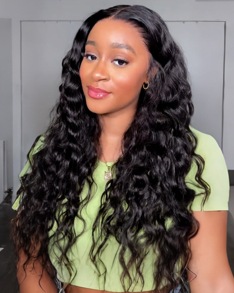 Arabella 13x6 Three-Go™ Glueless Wig Bohemian Curl With Drawstring Natural Black 100% Human Hair Wig