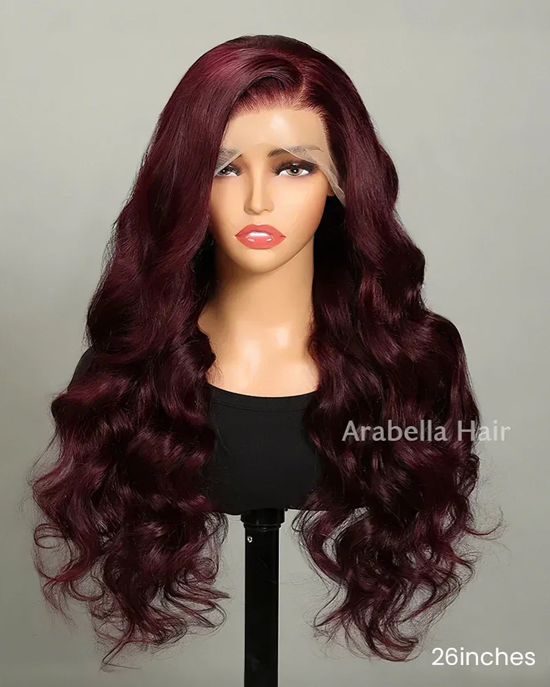 【Super Sale】Dark Purple Plum Color Wigs - Body Wave 13x4/5x6 Lace Frontal Wigs Preplucked Human Hair Wigs