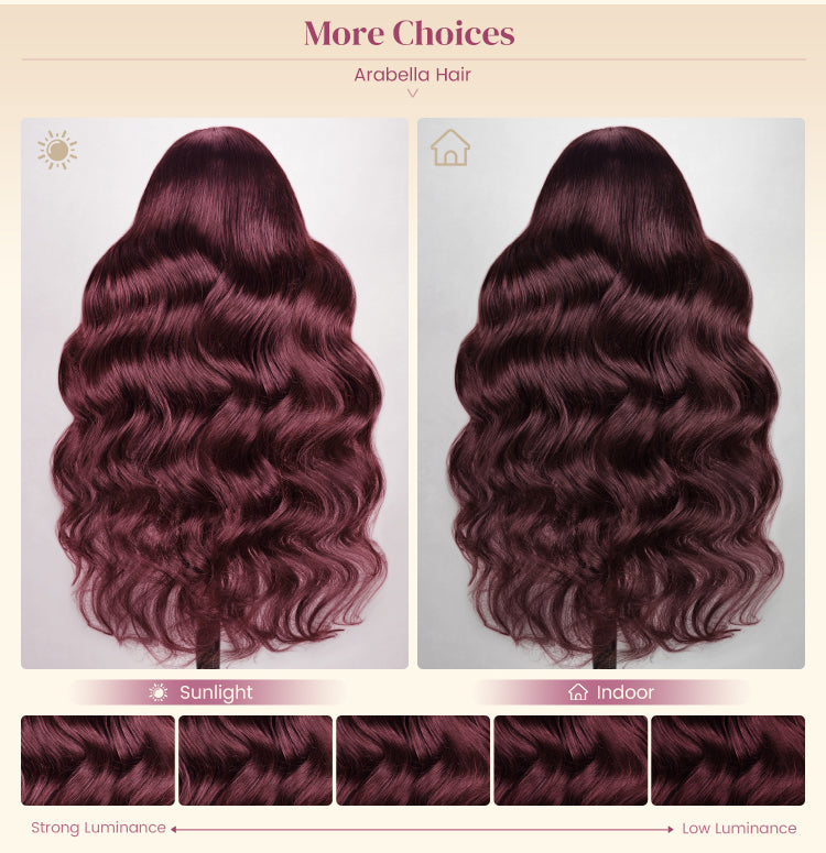 Arabella 13x6 Three-Go™ Dark Plum Glueless Wig Body Wave With Drawstring 100% Human Hair Wig