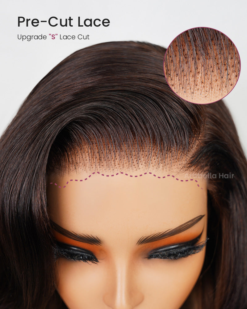 Glueless 6x5 Pre-Cut Lace Chestnut Brown Ombre Colored Loose Body Wave Wig Pre-Plucked Human Hair Wig